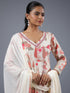 Cream Panneled Botanical Print Kurti Set