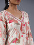 Cream Panneled Botanical Print Kurti Set