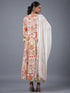 Cream Panneled Printed Kurti Set