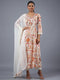 Cream Panneled Printed Kurti Set