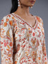 Cream Panneled Printed Kurti Set