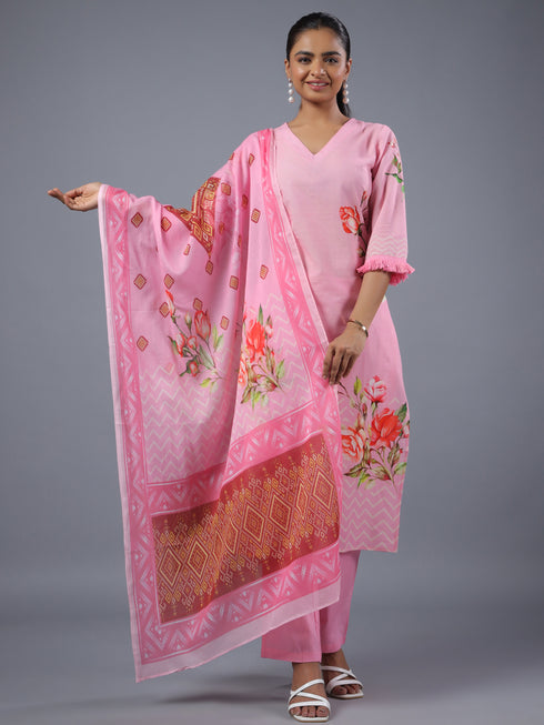 Pink Digital Print Kurta Set
