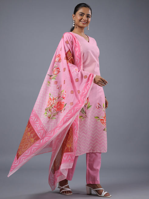 Pink Digital Print Kurta Set