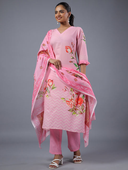 Pink Digital Print Kurta Set