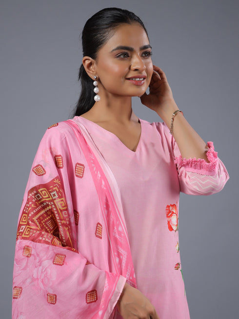 Pink Digital Print Kurta Set