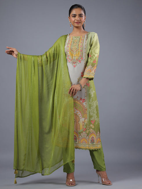 Green Digital Print Kurti Set