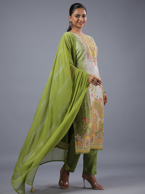 Green Digital Print Kurti Set