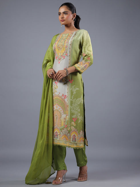 Green Digital Print Kurti Set