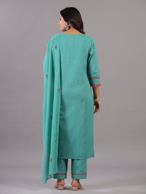 Persian Green Embroidered Kurti Set