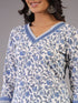Blue Kalamkari Print thread Work kurti Set