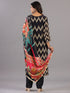Black Chevron Print Bead Work Kurti Set