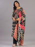 Black Chevron Print Bead Work Kurti Set