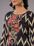 Black Chevron Print Bead Work Kurti Set
