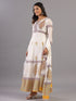 Cream Floral Print Anarkali Kurti Set