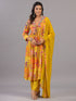 Yellow Botanical Print Shell Work Kurti Set