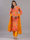 Mustard Geometrical Pattern Mirror Work Kurti Set