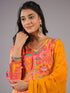 Mustard Geometrical Pattern Mirror Work Kurti Set