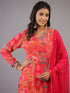 Pink Geometrical Pattern Mirror Work Kurti Set