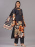 Black Digital Print Mirror Work Kurti Set