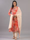 Off White Geometrical Pattern Mirror Work Kurti Set
