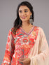 Off White Geometrical Pattern Mirror Work Kurti Set