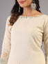 Beige Sequins and Beads Work Kurti Set