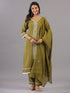 Olive Embroidered Kurti Set