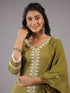 Olive Embroidered Kurti Set