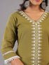 Olive Embroidered Kurti Set