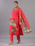 Magenta Botanical Print Kurti Set
