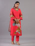 Magenta Botanical Print Kurti Set