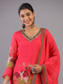 Magenta Botanical Print Kurti Set