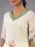 Cream Botanical Print Kurti Set
