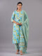 Light Blue Botanical Print Kurti Set