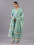 Light Blue Botanical Print Kurti Set