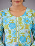Light Blue Botanical Print Kurti Set