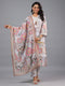 Grey Printed Kurti set With Lace Details