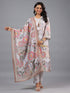 Grey Printed Kurti set With Lace Details