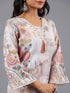 Grey Printed Kurti set With Lace Details
