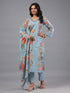Grey Printed Mirror Work Kurti Set