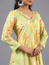 Green Panneled Botanical Print Kurti Set