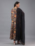 Black Panneled Printed Kurti Set