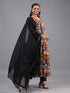 Black Panneled Printed Kurti Set