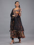 Black Panneled Printed Kurti Set