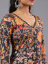 Black Panneled Printed Kurti Set