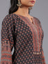 Black Ajrakh Print Kurti Set With Beads Details