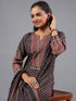 Black Ajrakh Print Kurti Set With Beads Details