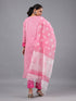 Pink Cotton Kurti With Mirror Lace Details
