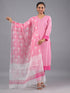 Pink Cotton Kurti With Mirror Lace Details