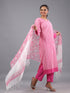 Pink Cotton Kurti With Mirror Lace Details